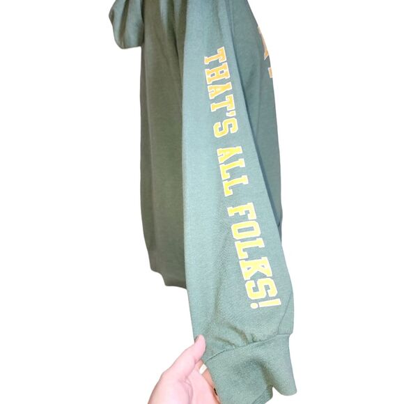 Looney Tunes Green & Yellow Graphic Print Kangaroo Pocket Hoodie Size XL - Picture 4 of 10